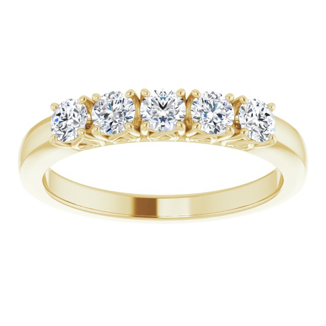 0.50 ct. Round Cut Diamond 5 Stone Wedding Band-VIRABYANI